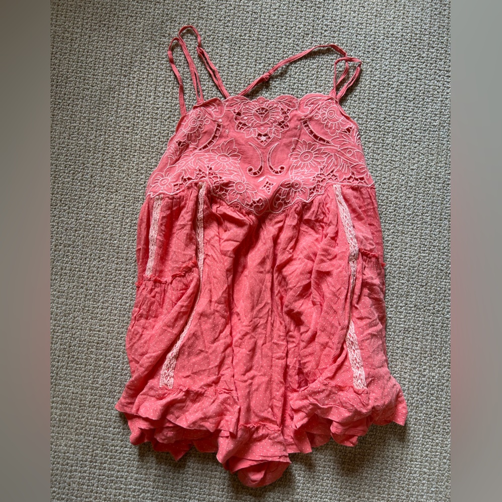 Free People Coral Pink Romper - Size: Medium